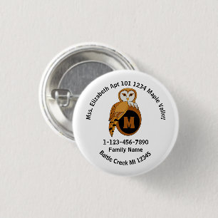 Lose British Barn Owl Familienadresse Zuhause Button