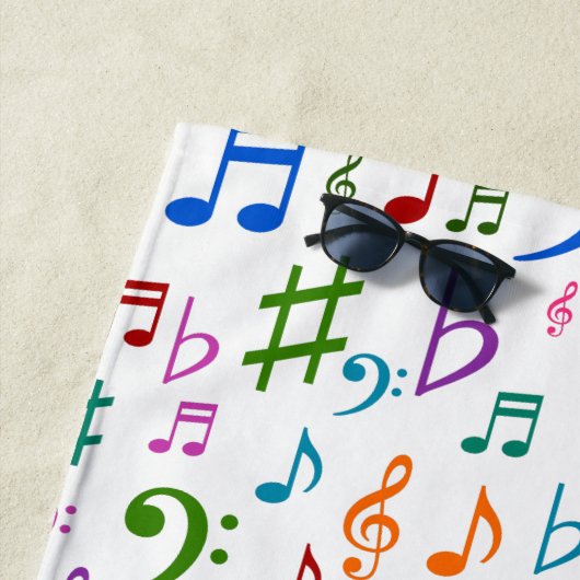 Lose bunter Musiknoten und Symbole Strandtuch (Beispiel)