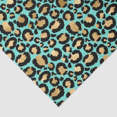 Lose Cheetah Print Aquamarin und Golden Black Seidenpapier (Ausschnitt)