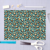 Lose Cheetah Print Aquamarin und Golden Black Seidenpapier (Handwerk)