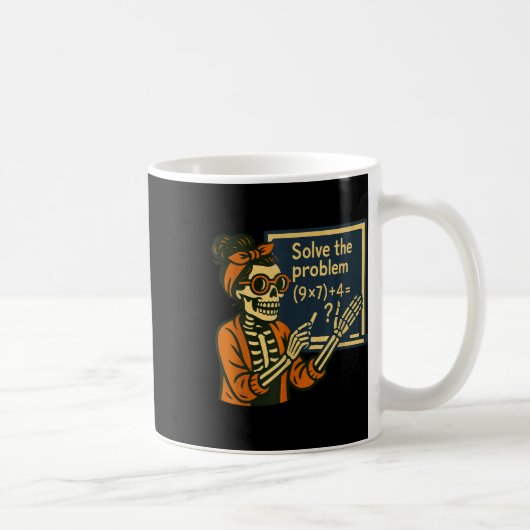 Löse das Problem 9x7+4 67 Meme Six Seven Skelett Kaffeetasse (Rechts)