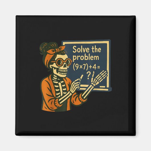 Löse das Problem 9x7+4 67 Meme Six Seven Skelett Magnet (Vorne)