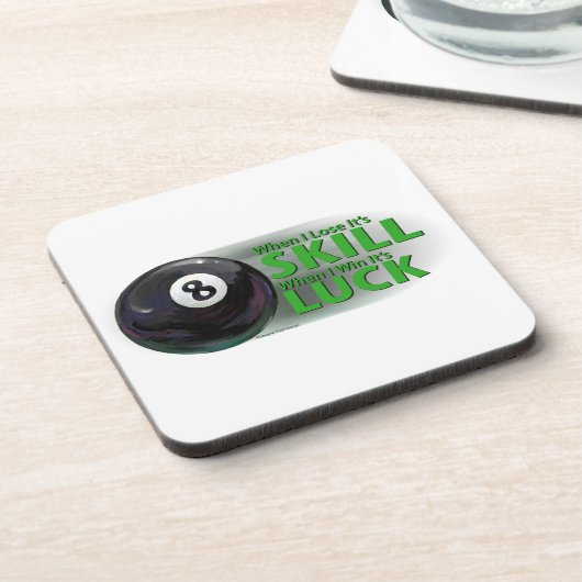 Lose Fertigkeit Gewinnen Luck 8 Ball Getränkeuntersetzer (Linke Seite)