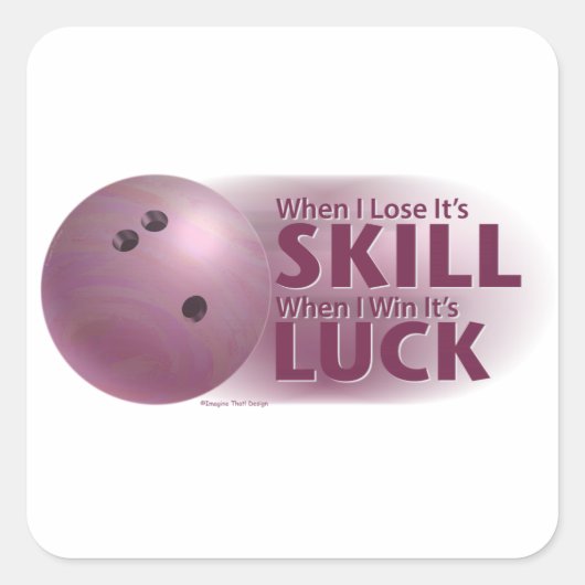 Lose Geschicklichkeit gewinnen Luck Bowling Pink Quadratischer Aufkleber (Vorderseite)