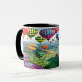 Lose Heißluft steigt Tasse im Ballon auf (Vorderseite Links)