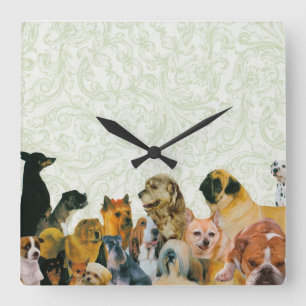Lose Hundecollage Quadratische Wanduhr