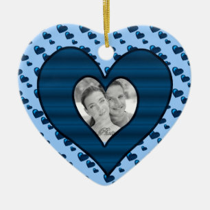 Lose Liebe (Herz-Muster) (Blau) (Foto) Keramikornament