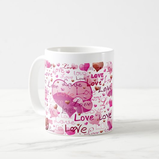 Lose Liebe und Herzen Kaffeetasse (Vorderseite Links)