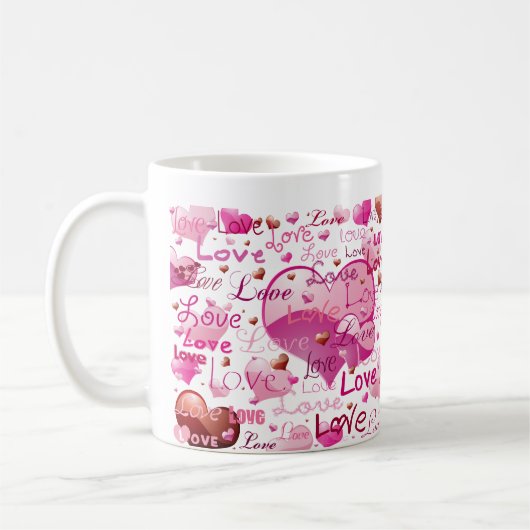 Lose Liebe und Herzen Kaffeetasse (Links)