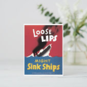 Lose Lips Might Sink Ships Postkarte (Stehend Vorderseite)