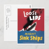Lose Lips Might Sink Ships Postkarte (Vorne/Hinten)