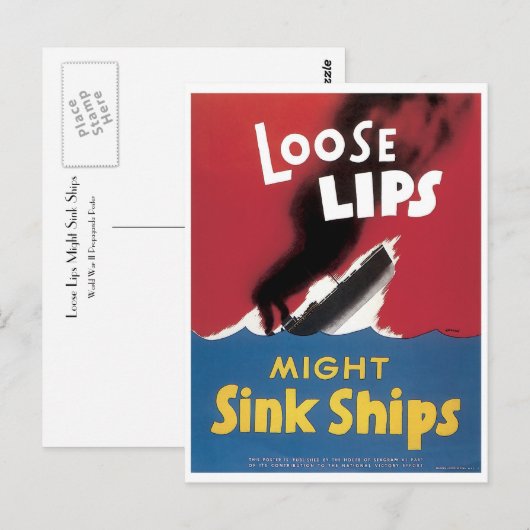 Lose Lips Might Sink Ships Postkarte (Vorne/Hinten)