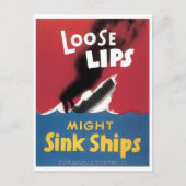 Lose Lips Might Sink Ships Postkarte (Vorderseite)