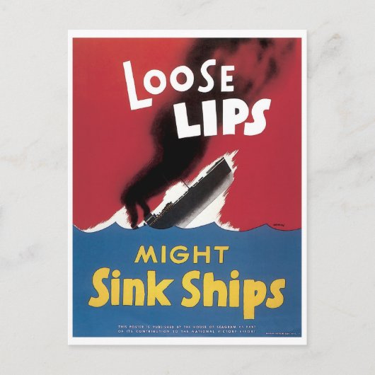 Lose Lips Might Sink Ships Postkarte (Vorderseite)
