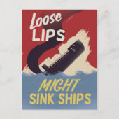Lose Lips Might Sink Ships Postkarte (Vorderseite)