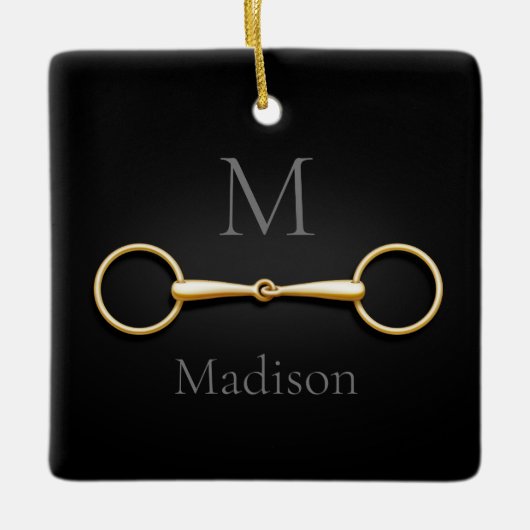 Lose Ring Snaffe Bit Mit Monogramm Reittier Keramikornament (Vorderseite)