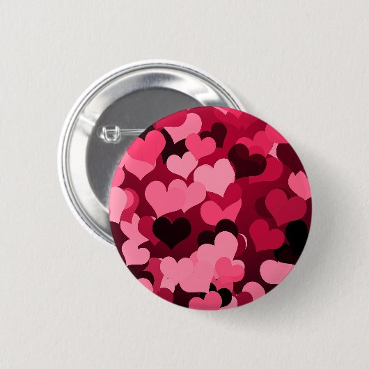 Lose rosa Herzen, niedliches Liebe-Muster Button (Vorne & Hinten)