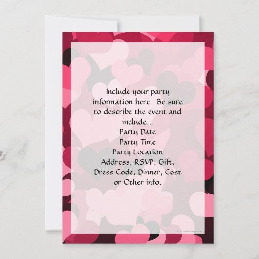 Lose rosa Herzen, niedliches Liebe-Muster Einladung (Rückseite)