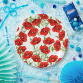 Lose rote Mohnblumen Pappteller (Party)