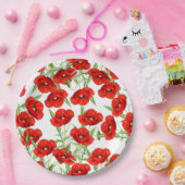 Lose rote Mohnblumen Pappteller (Party)