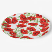 Lose rote Mohnblumen Pappteller (Schrägansicht)
