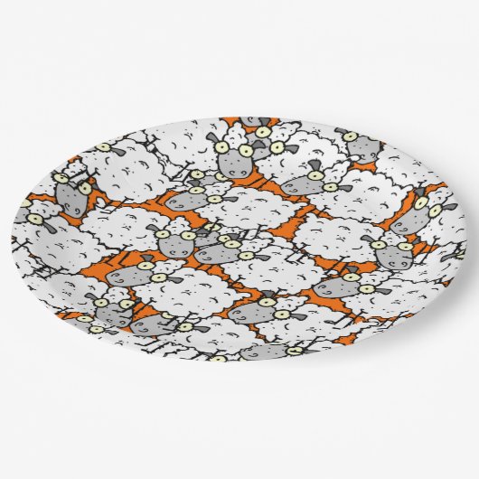 Lose Schafe Pappteller (Schrägansicht)