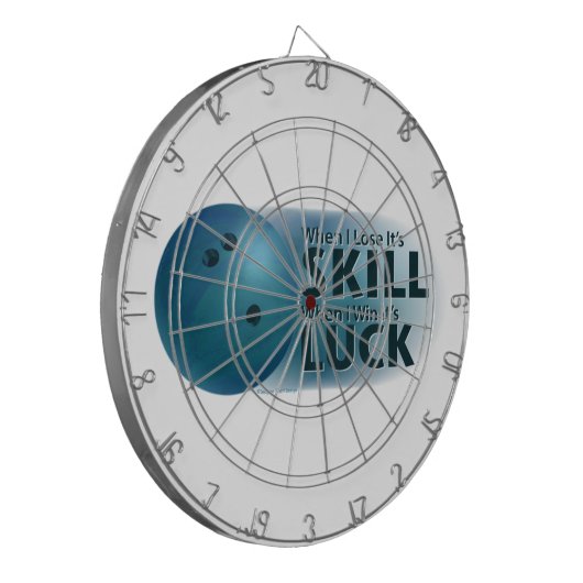 Lose Skill Win Luck Bowling Blue Dartscheibe (Vorderseite Links)