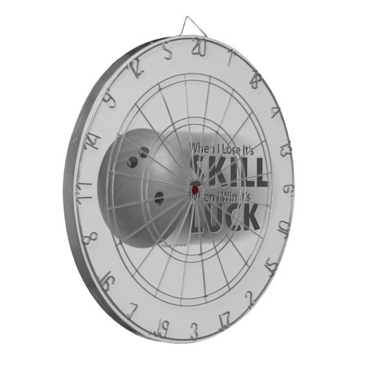 Lose Skill Win Luck Bowling Gray Dartscheibe (Vorderseite Links)