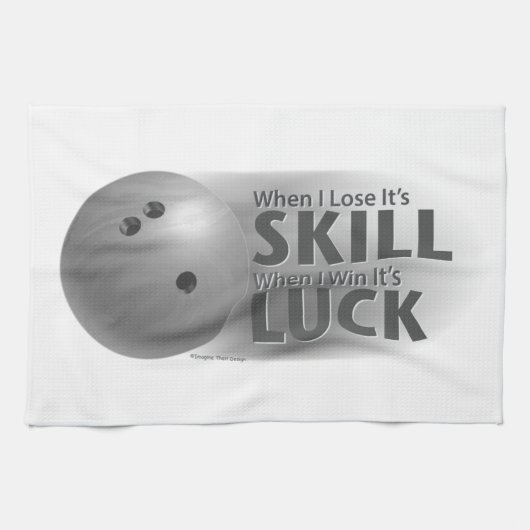 Lose Skill Win Luck Bowling Gray Handtuch (Horizontal)