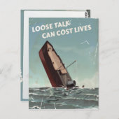 Lose Talk Cost Lives WW2 Poster Postkarte (Vorne/Hinten)