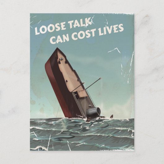 Lose Talk Cost Lives WW2 Poster Postkarte (Vorderseite)