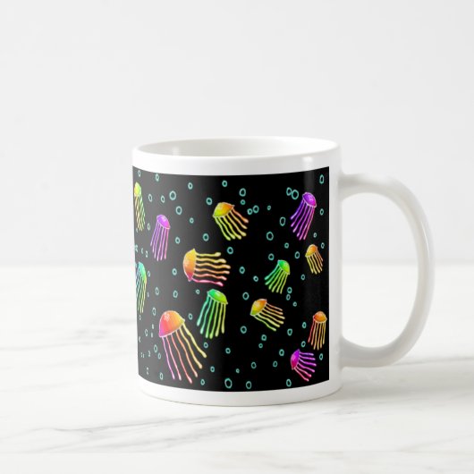 Lose vibrierende Quallen - Neonnacht Kaffeetasse (Rechts)