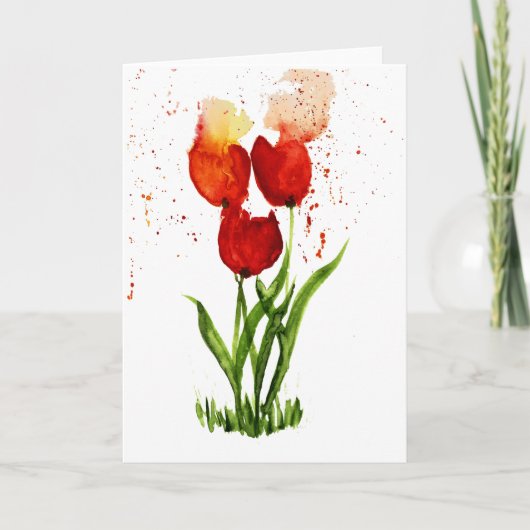 Lose Wasserfarben Tulips ~ Leere Innenseite Karte (Vorderseite)