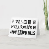 Lösegeld-Anmerkung Karte (Vorderseite)