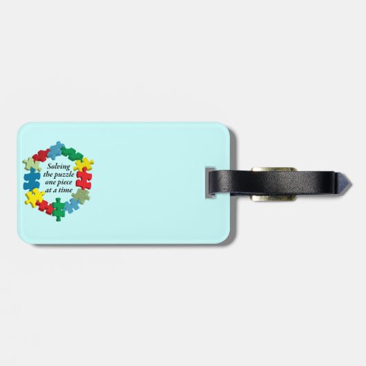 Lösen des Puzzlespiel-… blauen Gepäckanhängers Gepäckanhänger (Rückseite horizontal)