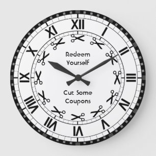 Lösen Sie sich ein - Schneiden Sie einige Coupons Große Wanduhr