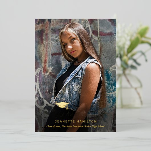 Loser Abschluss für Skripte vor/zurück im Foto Folieneinladung (Stehend vorne)