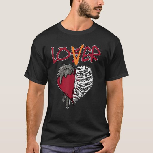Loser Dripping Heart Retro Cardinal Red 3s Matchi T-Shirt (Vorderseite)