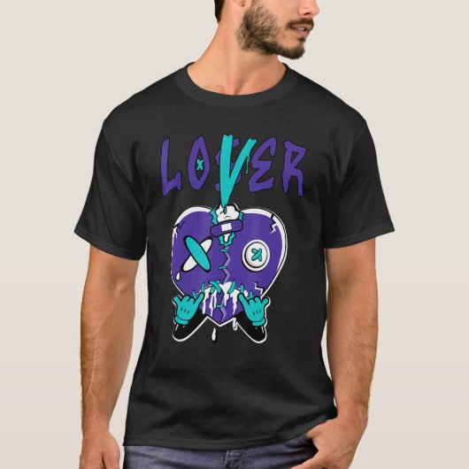 Loser Heart Dripping Black Grape 1s Matching T-Shirt (Vorderseite)