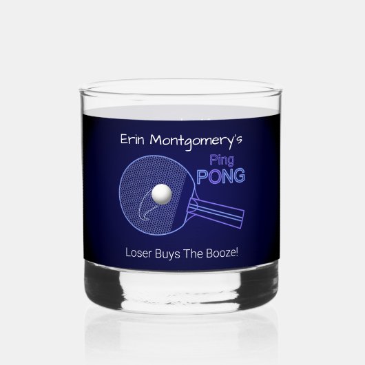 Loser kauft den Stiefel! Ping Pong Fun Rocks Whiskyglas (Vorderseite)