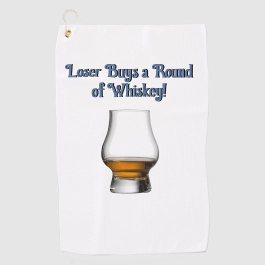 Loser kauft eine Runde Whiskey Golf Handtuch (Vorderseite)