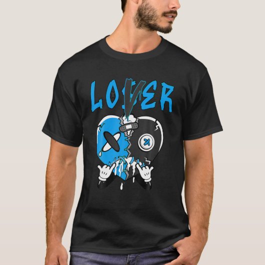 Loser Lover Tropfen Heart Black University Blue 13 T-Shirt (Vorderseite)
