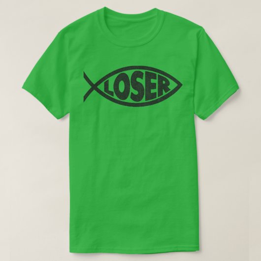 Loser Slacker 90er Jesus fischen Schwarz T-Shirt (Design vorne)