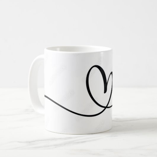 Loses Herzdesign, lässiges, handgezeichnet Gefühl Kaffeetasse (Vorderseite Links)