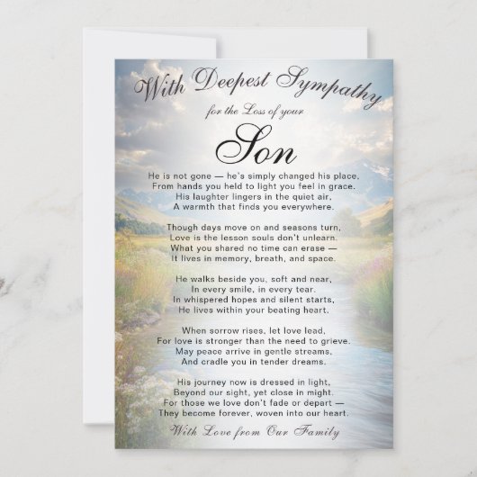 Losing a Son Memorial  Karte (Vorderseite)