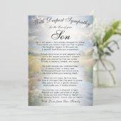 Losing a Son Memorial  Karte (Stehend Vorderseite)