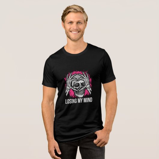 Losing My Mind Skull Graphic Tri-Blend Shirt (Vorderseite voll)