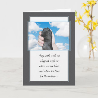 Loss of a Dog Hand Holding a Paw Pet Sympathy Karte