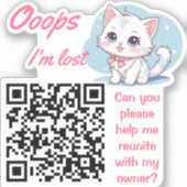 Lost and Found QR sticker Fluffy Pink  (Vorderseite)