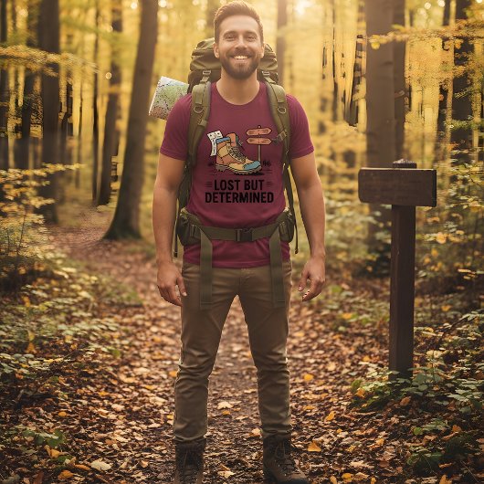 Lost But Determined – Hiking Boot Design T-Shirt